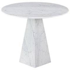 Ultra Thin White Carrara Marble Round Sidetable