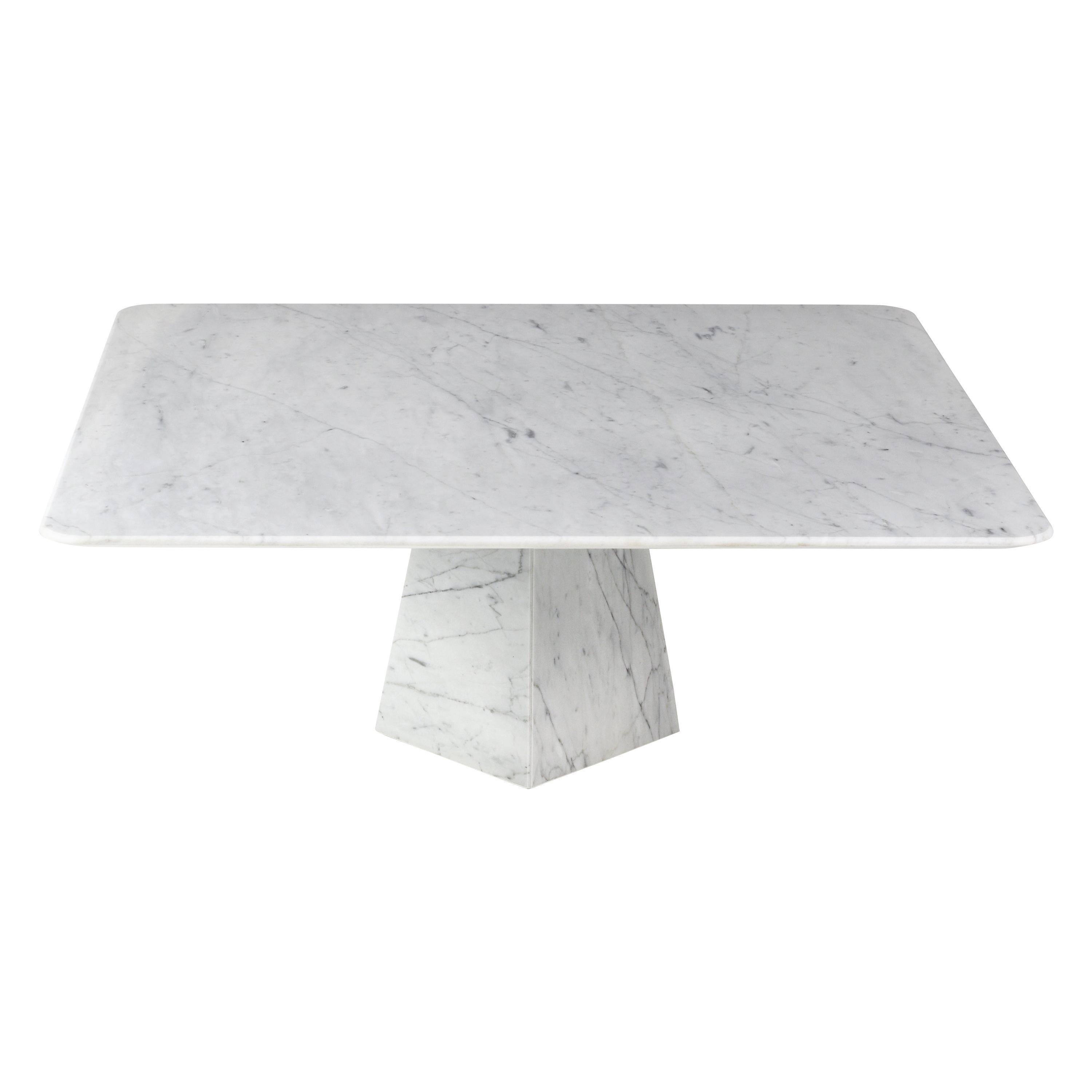 Ultra Thin White Carrara Marble Squared Coffee Table For Sale