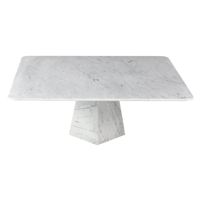 Ultra Thin White Carrara Marble Squared Coffee Table For Sale At