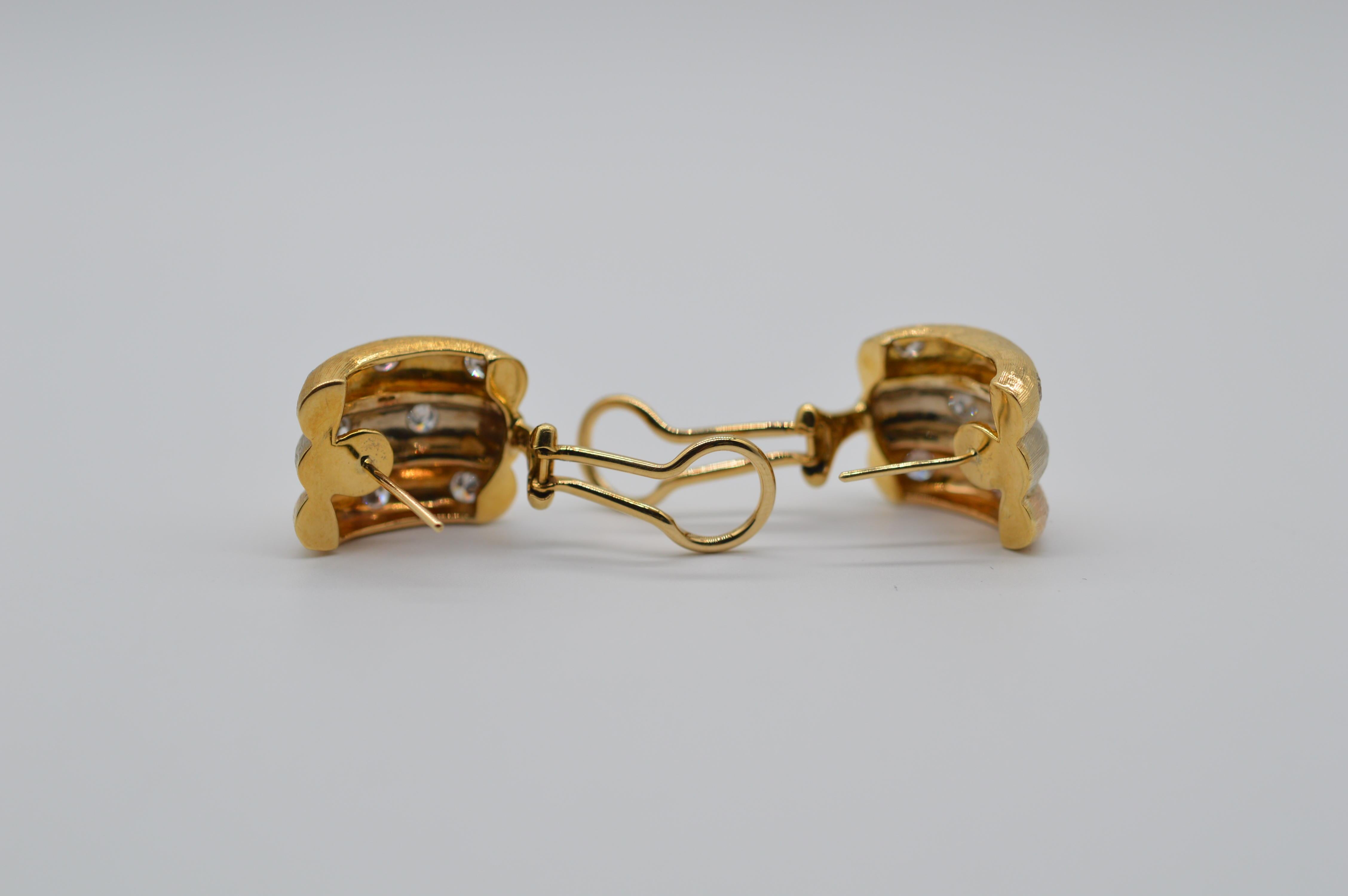 Diamonds earrings & ring set in 18K Rose, White & Yellow Gold  Unworn For Sale 6