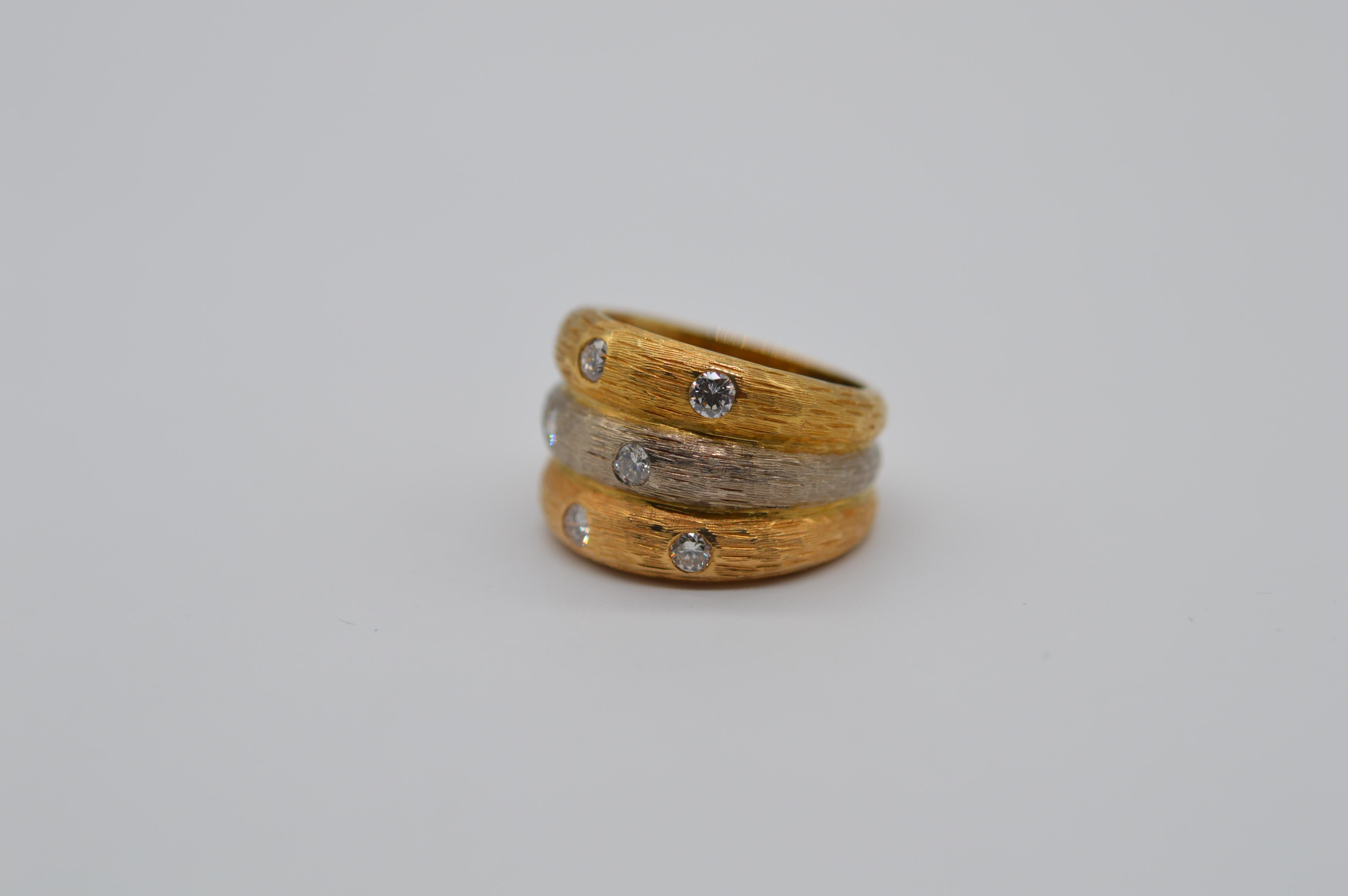 Modern Diamonds earrings & ring set in 18K Rose, White & Yellow Gold  Unworn For Sale