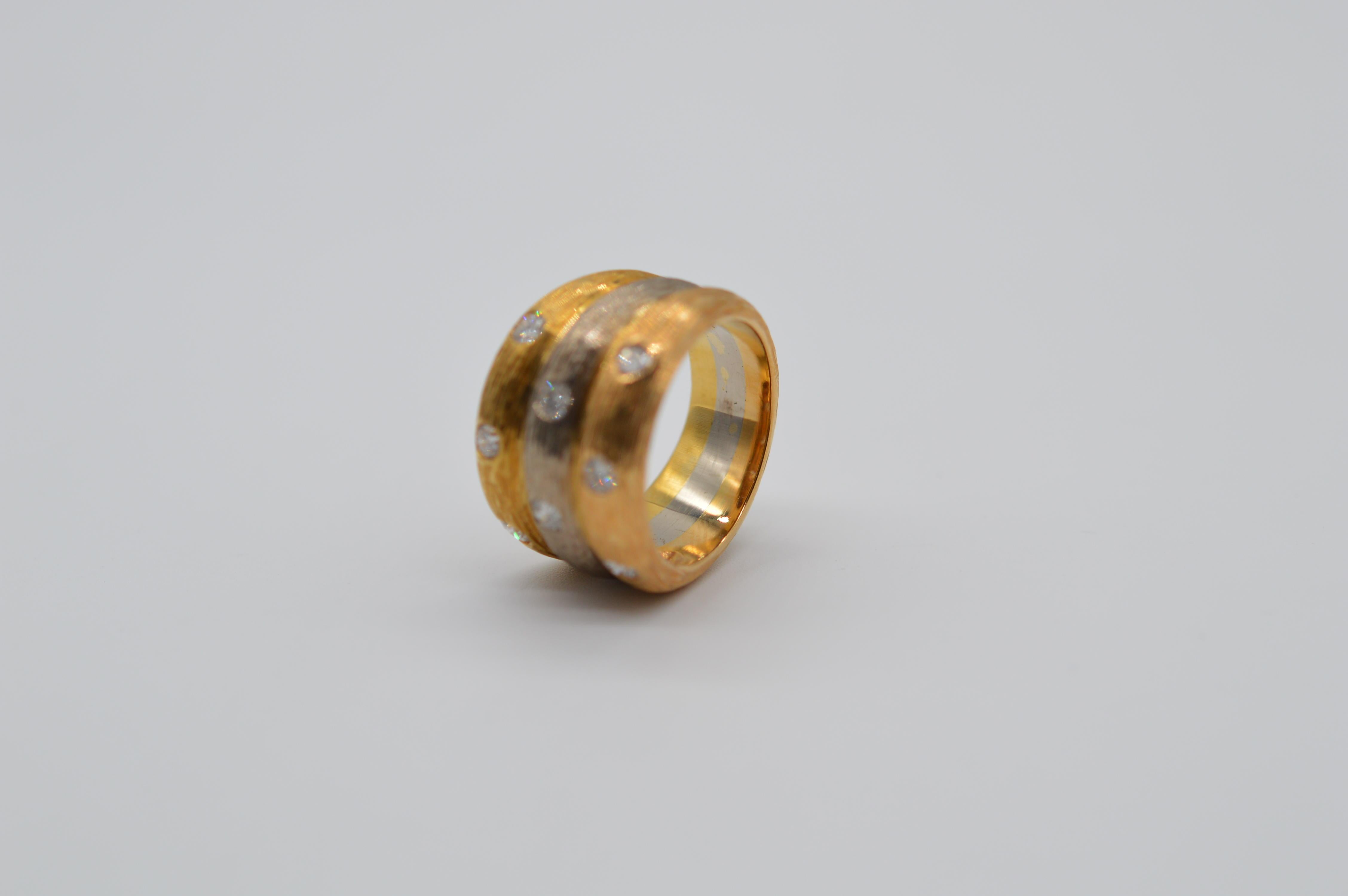 Diamonds earrings & ring set in 18K Rose, White & Yellow Gold  Unworn For Sale 3