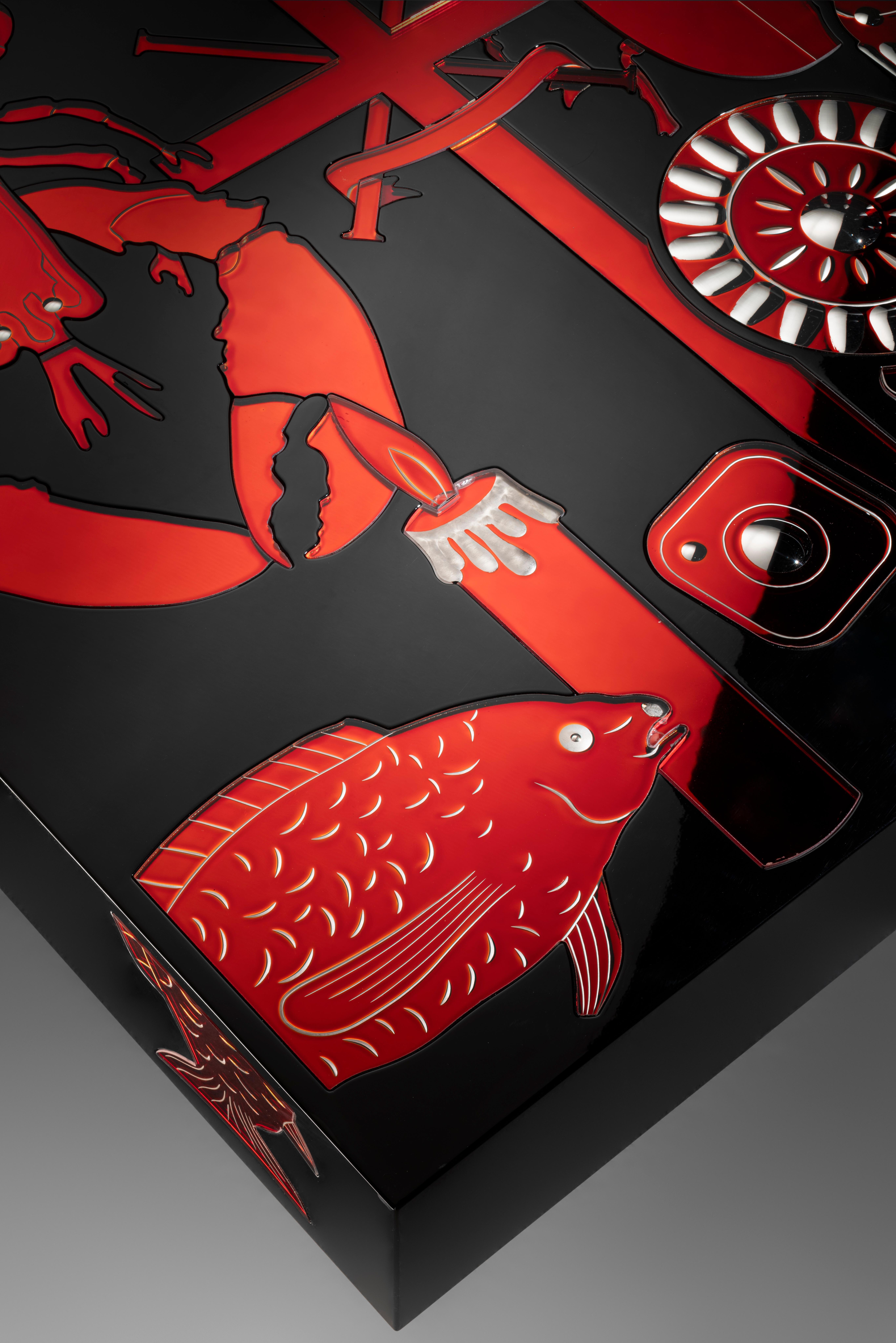 Post-Modern Ultracoffee Black and Red Coffee Table by Vetralia For Sale