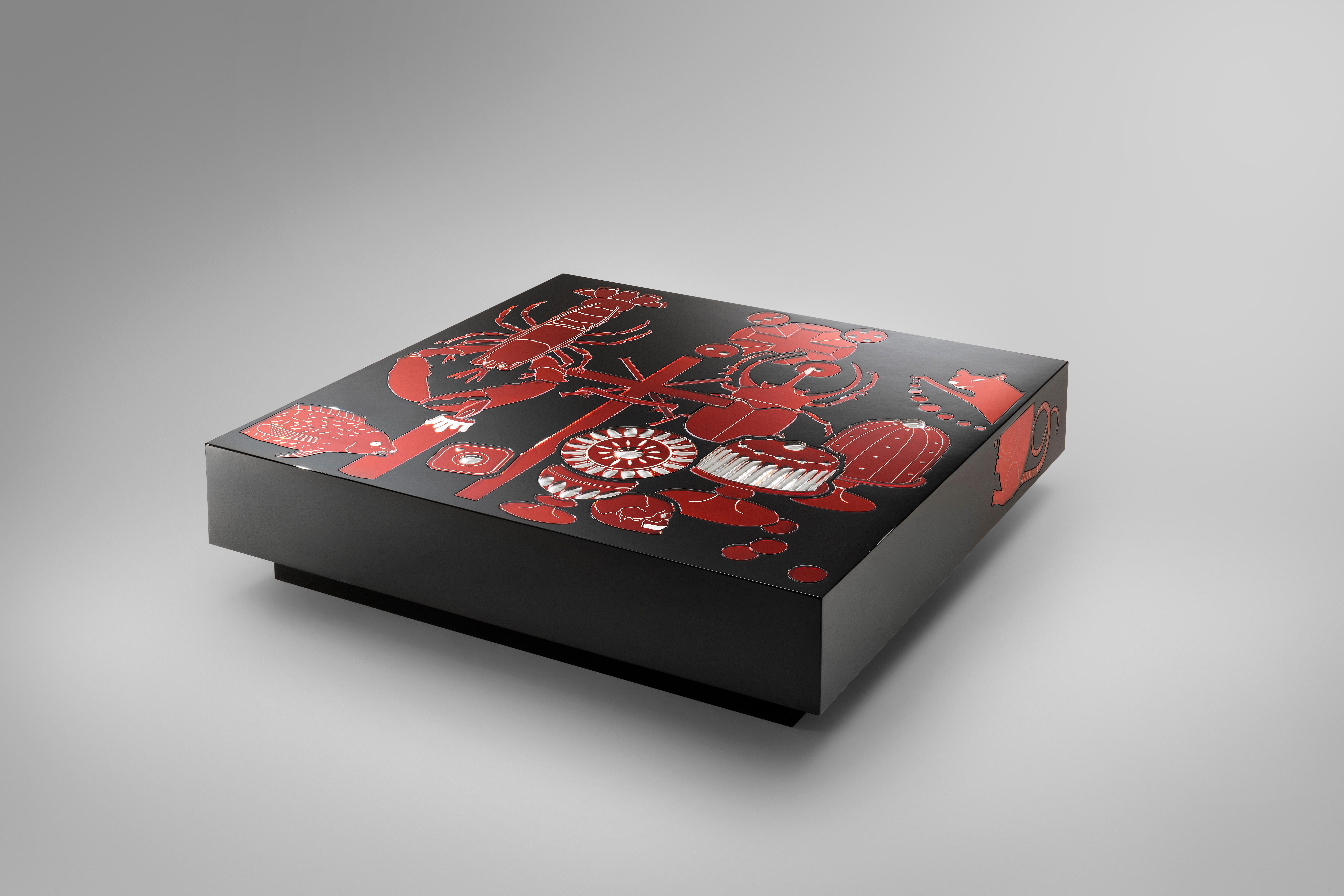 Ultracoffee Black and Red Coffee Table by Vetralia In New Condition For Sale In Geneve, CH