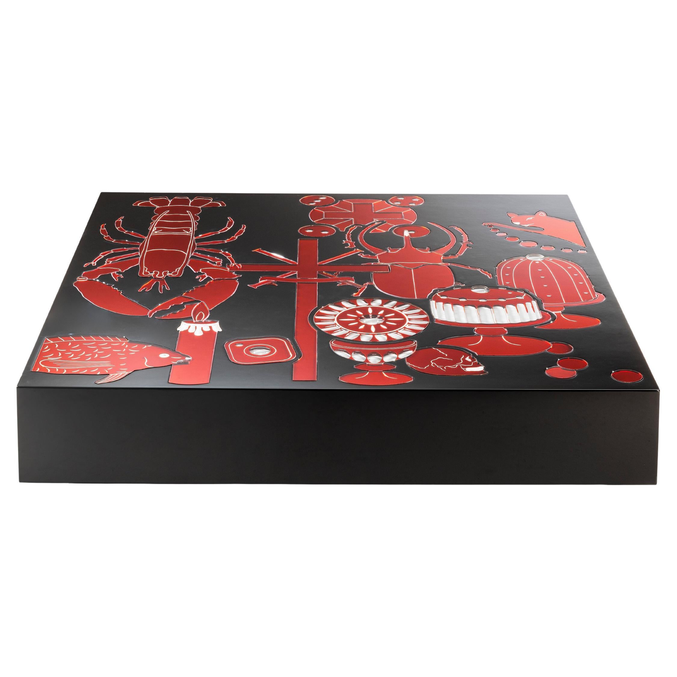 Ultracoffee Black and Red Coffee Table by Vetralia For Sale