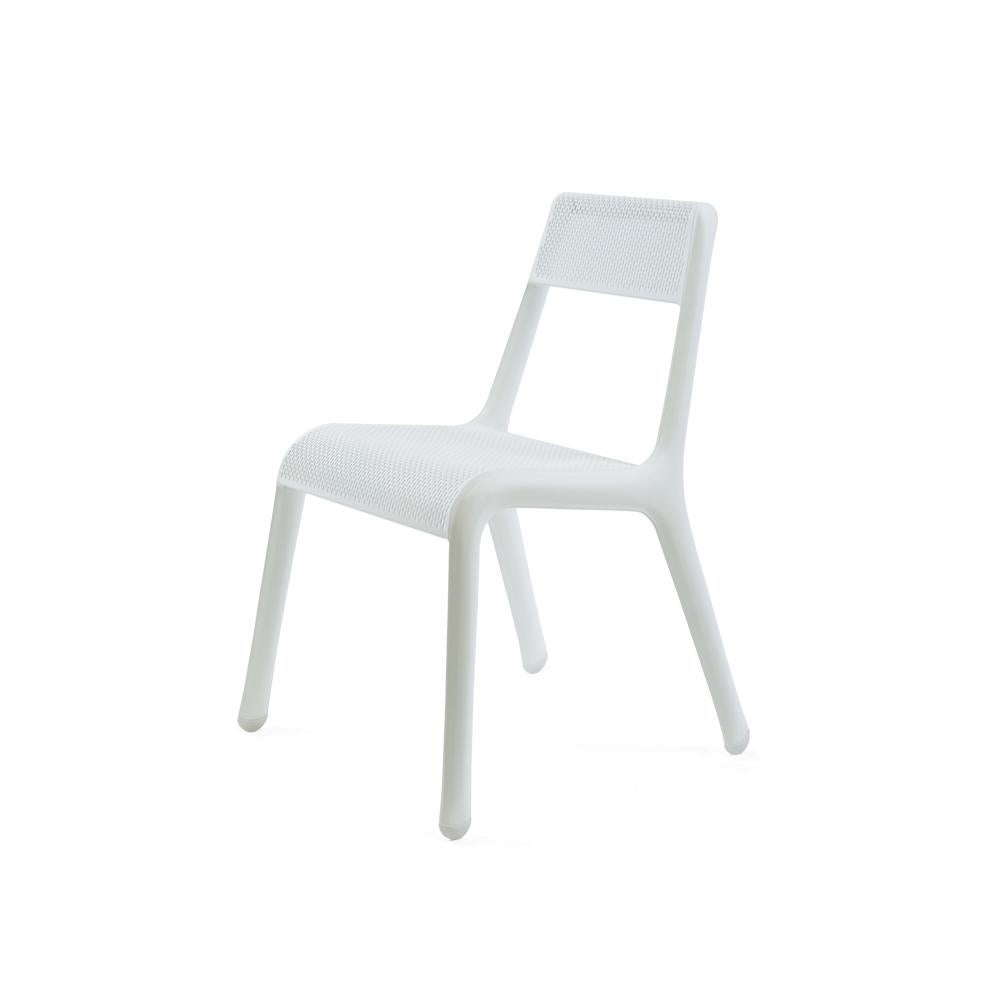 Ultraleggera white chair by Zieta
Dimensions: D 58 x W 49 x H 78 cm
Materials: Aluminium.

In 1957, Italian designer Gio Ponti created the Superleggera chair weighing only 1700 grams. In 2019, Oskar Zieta also took up the featherweight challenge. He