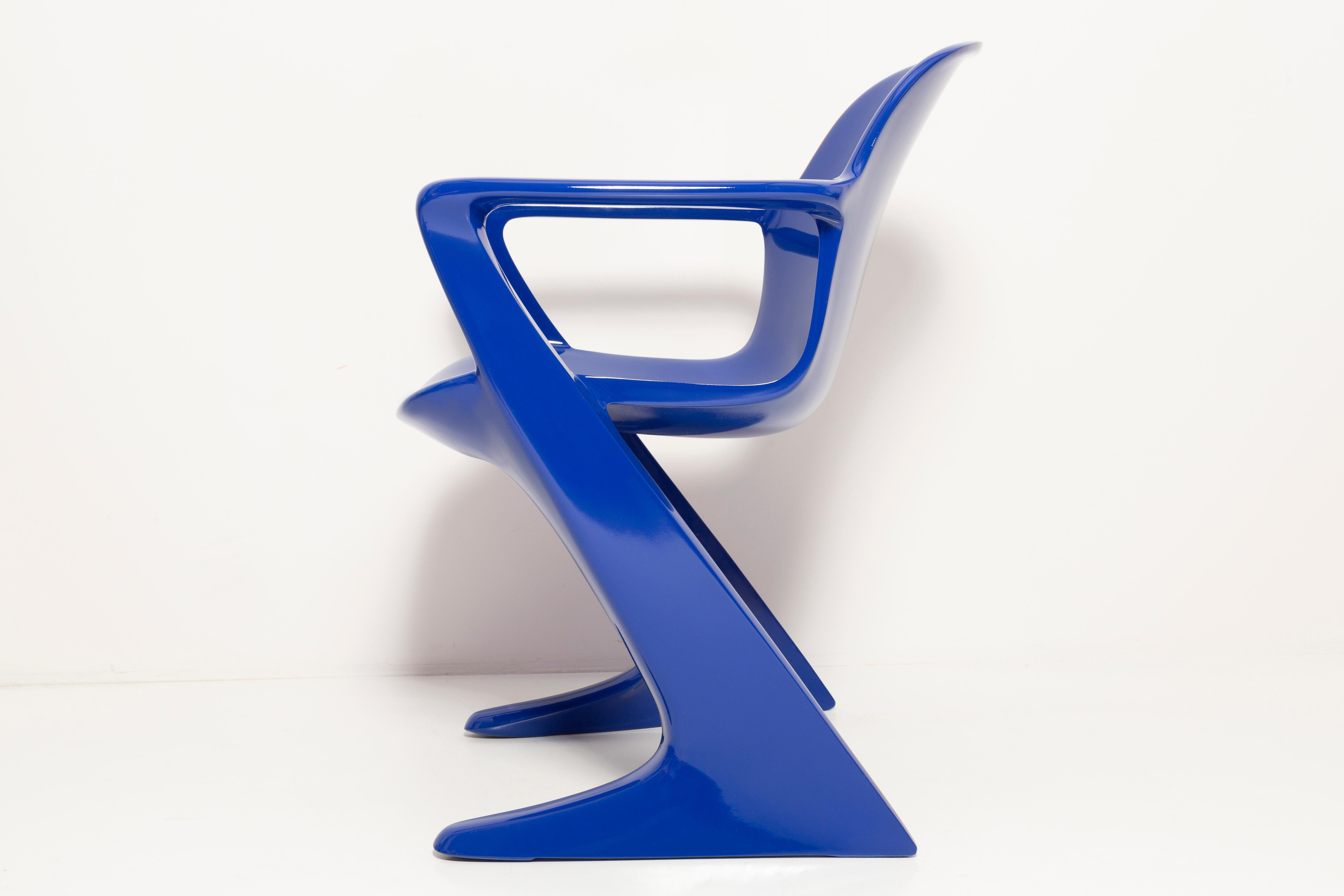 Lacquered Ultramarine Blue Kangaroo Chair Designed by Ernst Moeckl, Germany, 1968 For Sale