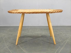 Table basse en rotin ULUV par Jan Kalous, Tchécoslovaquie, 1970