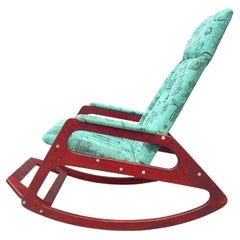 ÚLUV Fauteuil à bascule en bois - Tchécoslovaquie, années 1970, original en très bon état