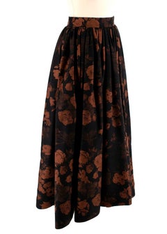 Ulyana Sergeenko Black Floral Wool A-Line Skirt - Size US 4