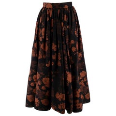 Ulyana Sergeenko Black Floral Wool A-Line Skirt - Size US 4