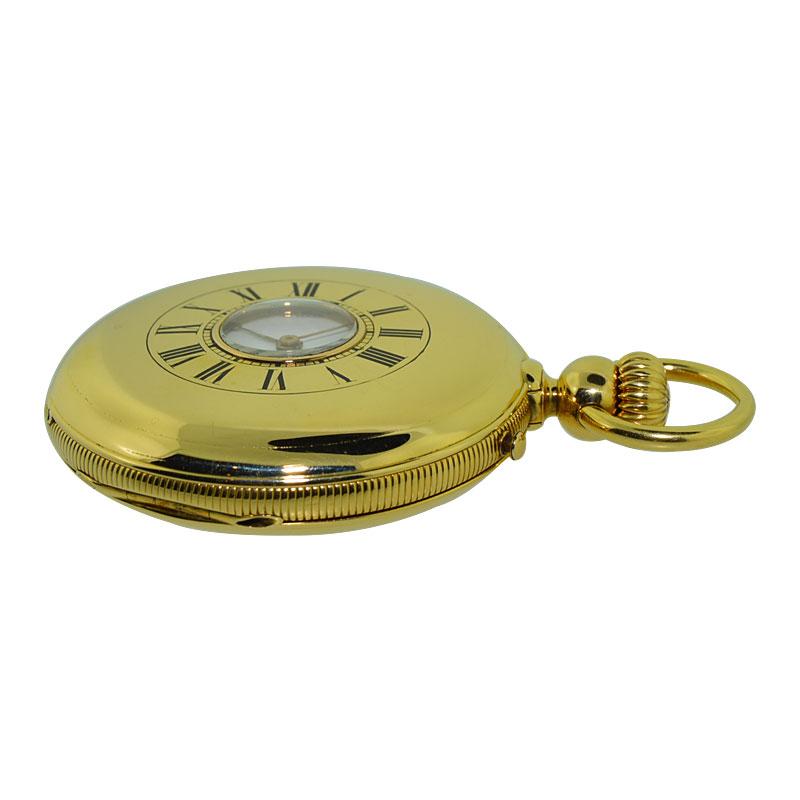 Women's or Men's Ulysse Breting Yellow Gold Chronometer Half Hunter Full Size Pocket watch, c1890