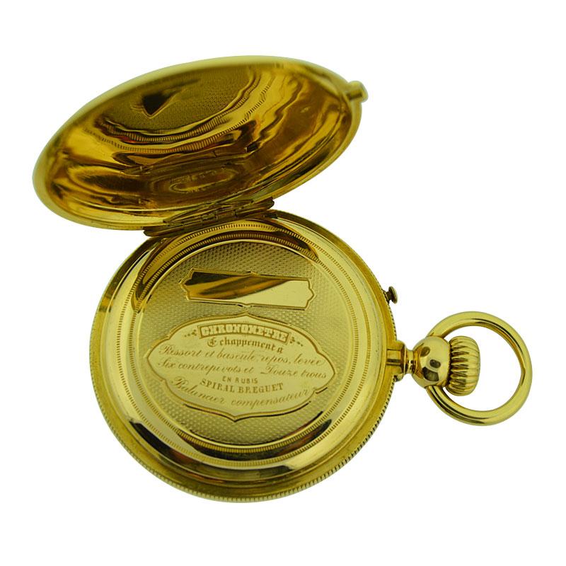 Ulysse Breting Yellow Gold Chronometer Half Hunter Full Size Pocket watch, c1890 2