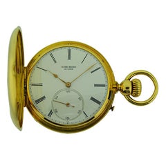 Antique Ulysse Breting Yellow Gold Chronometer Half Hunter Full Size Pocket watch, c1890
