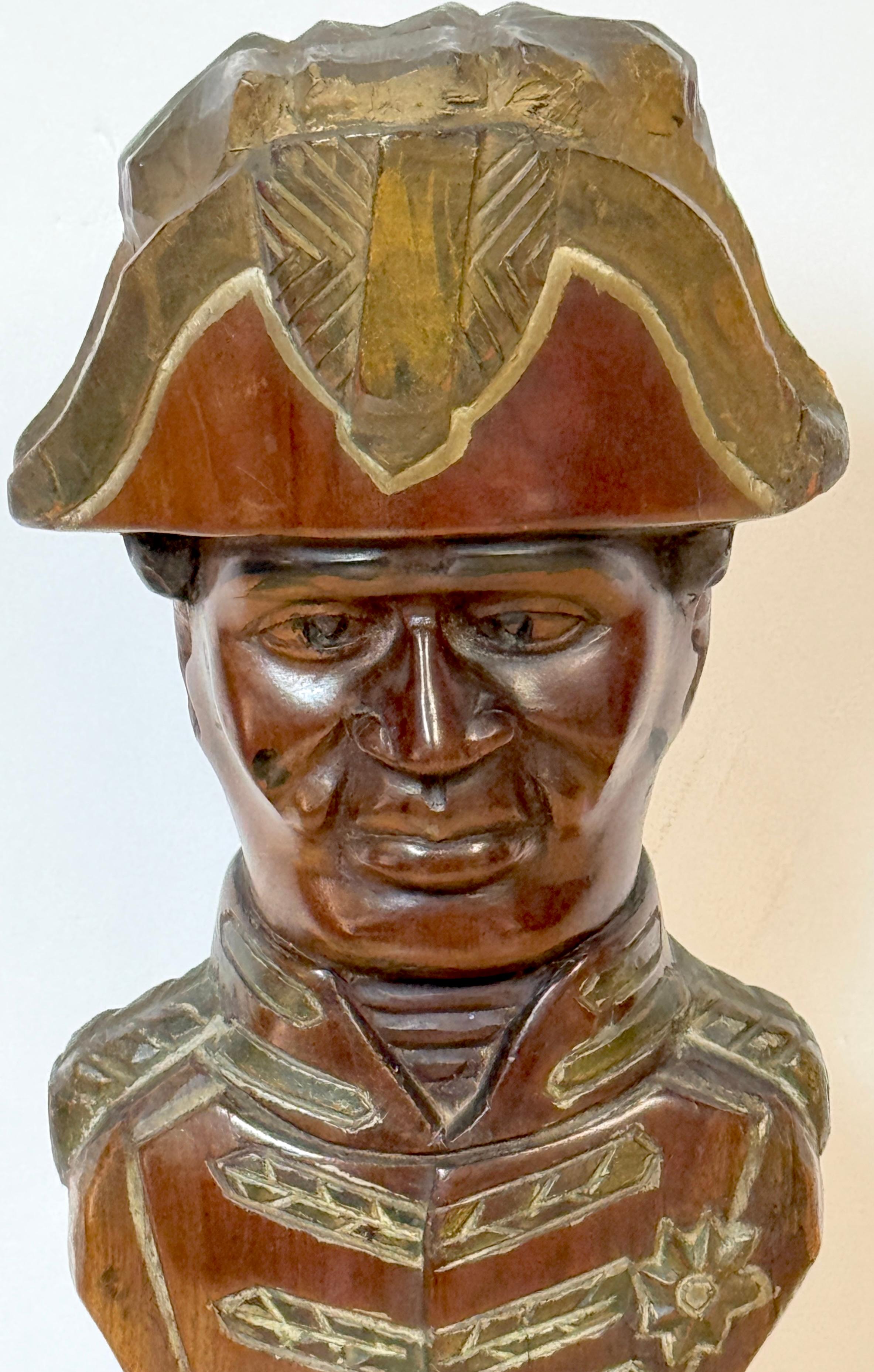 Arte popolare Ulysses Dabouze (Haitiano, XIX sec.) Busto scolpito a mano di Henri Christophe in vendita