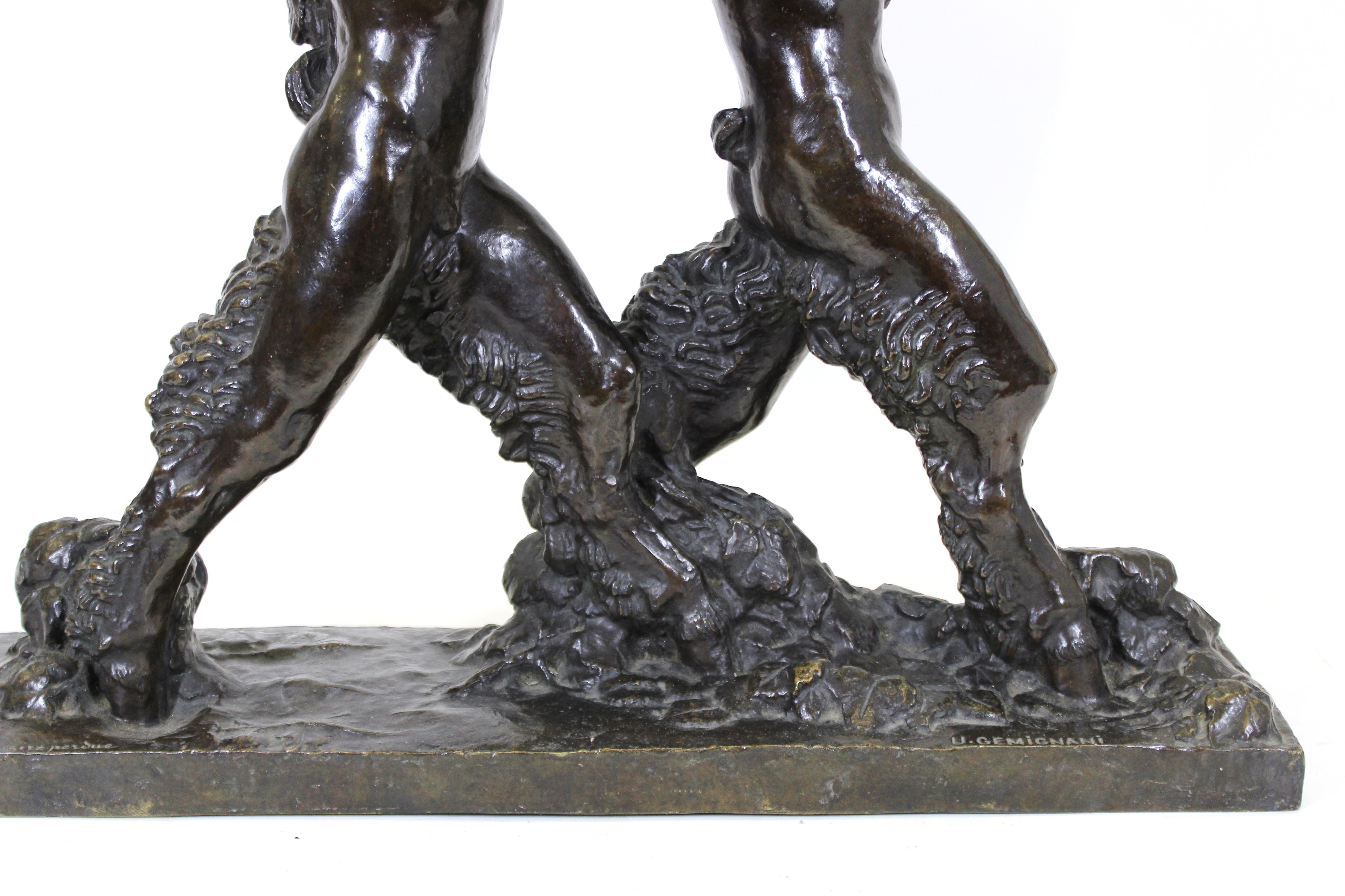 French Ulysse Gémignani 'Satyres aux cymbales' Art Deco Bronze Sculpture For Sale