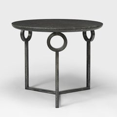ULYSSE II : table d'appoint en fer forgé et pierre du Hainaut, par Nicolas Aubagnac, 2021