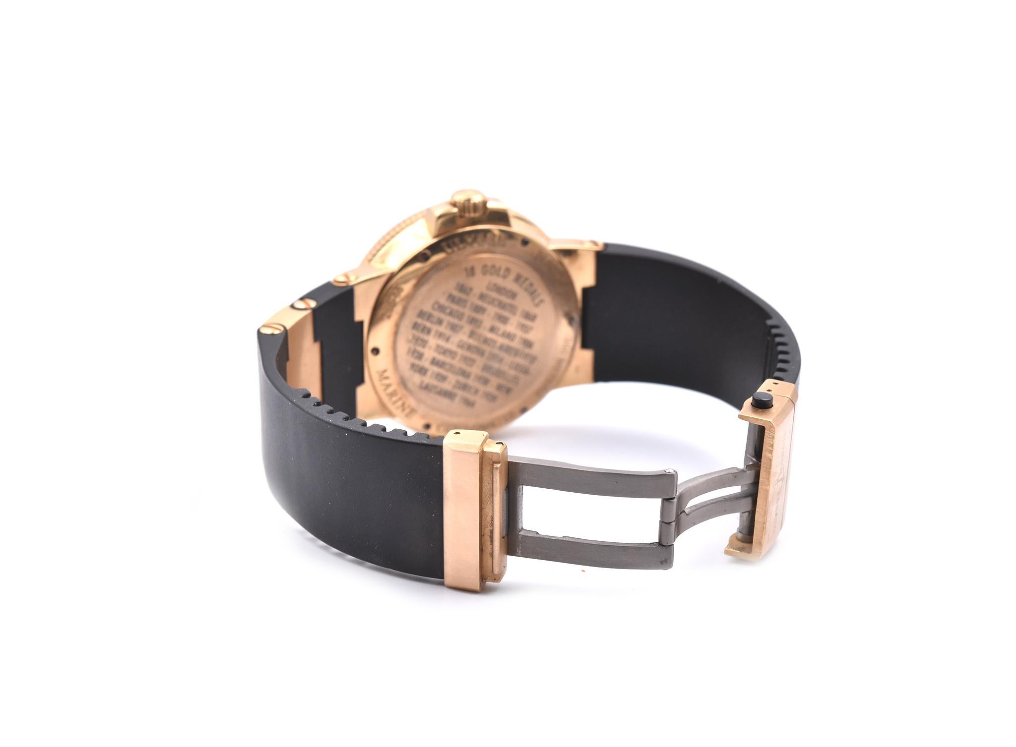 marine chronometer automatic 18kt rose gold & steel men's watch