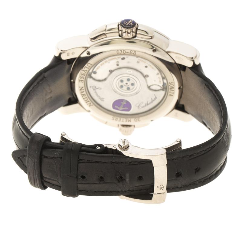 Ulysse Nardin  18K White Gold Sonata Cathedral GMT UN067 Men's Wristwatch 42mm In Good Condition In Dubai, Al Qouz 2