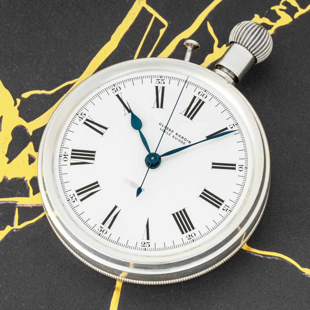 Ulysse Nardin. A Silver British Military Keyless Lever Deck Watch C1940 For Sale 6