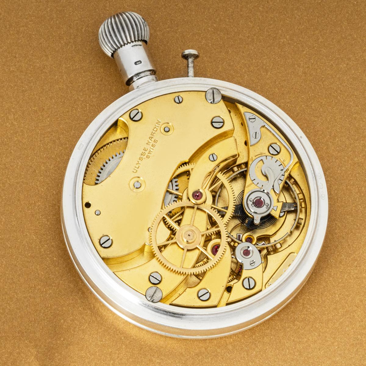 Ulysse Nardin. A Silver British Military Keyless Lever Deck Watch C1940 For Sale 1