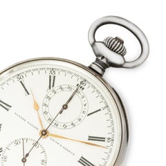 Ulysse Nardin. A Silver Chrono Pocket watch Original Box & Papers C1920