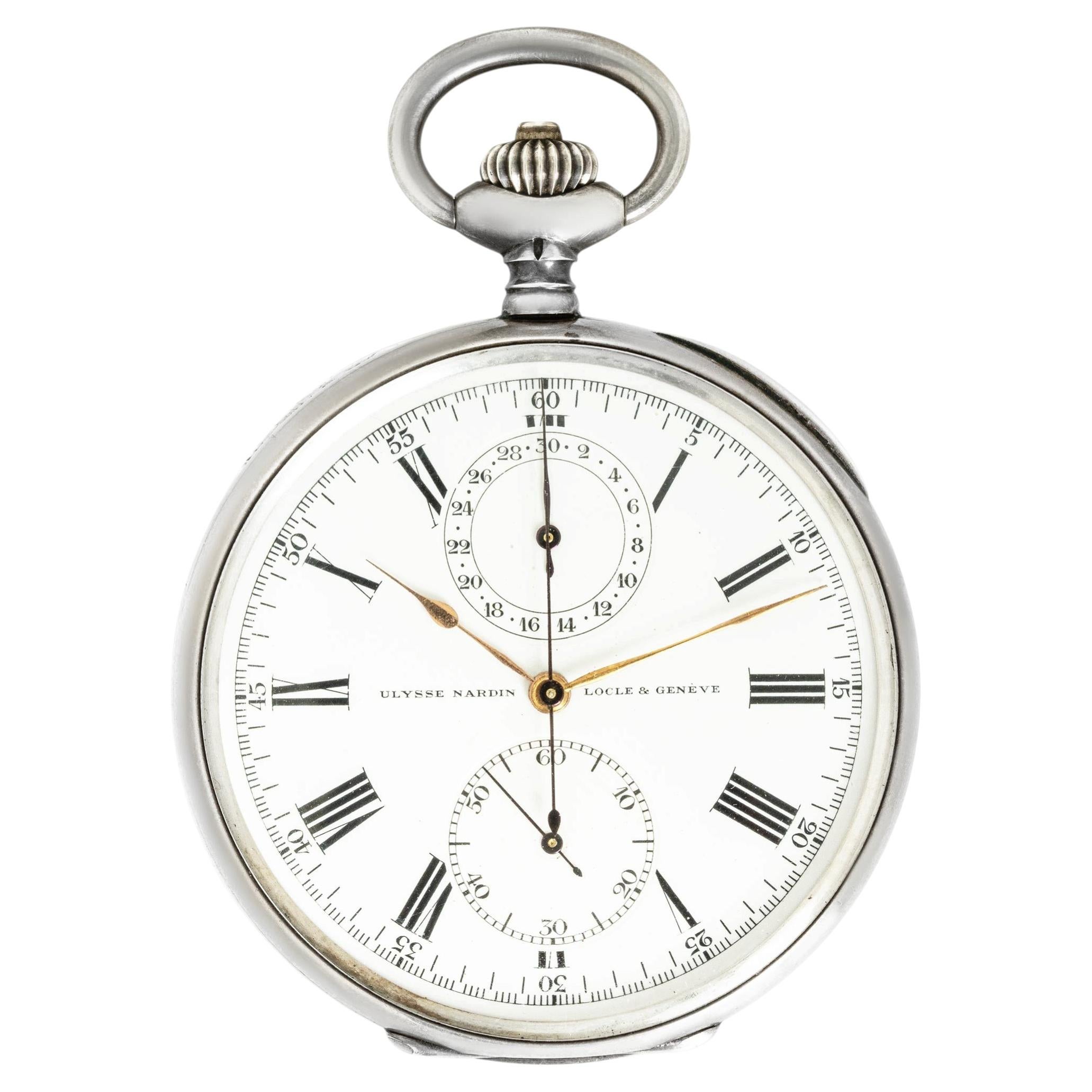 Ulysse Nardin. An Historical Silver Chrono Pocket Watch B&P C1920