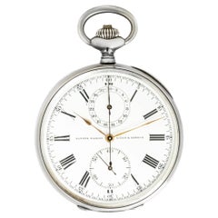 Ulysse Nardin. A Silver Chrono Pocket watch Original Box & Papers C1920