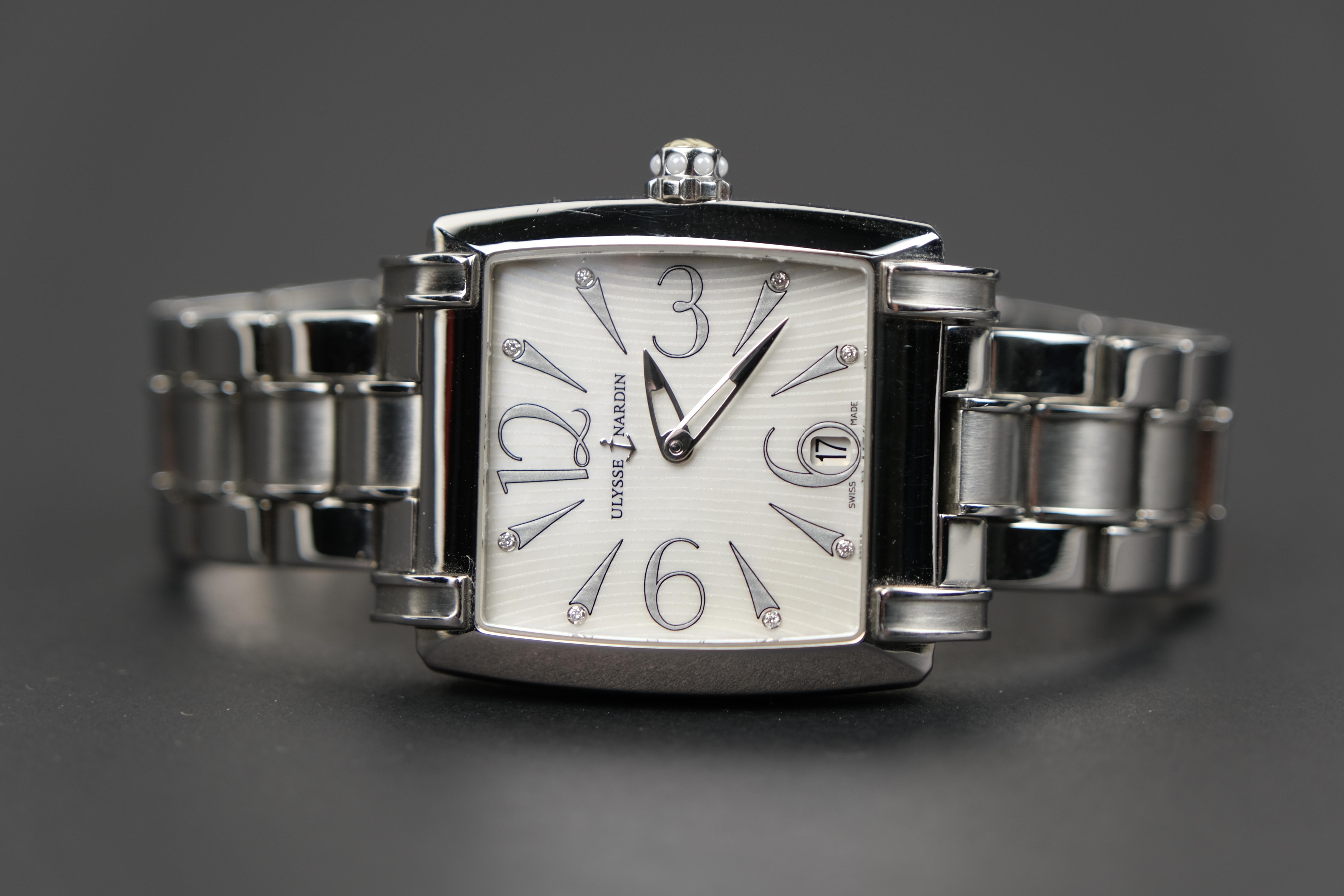 Round Cut Ulysse Nardin Caprice Stainless Steel Diamond Watch #133-91/691