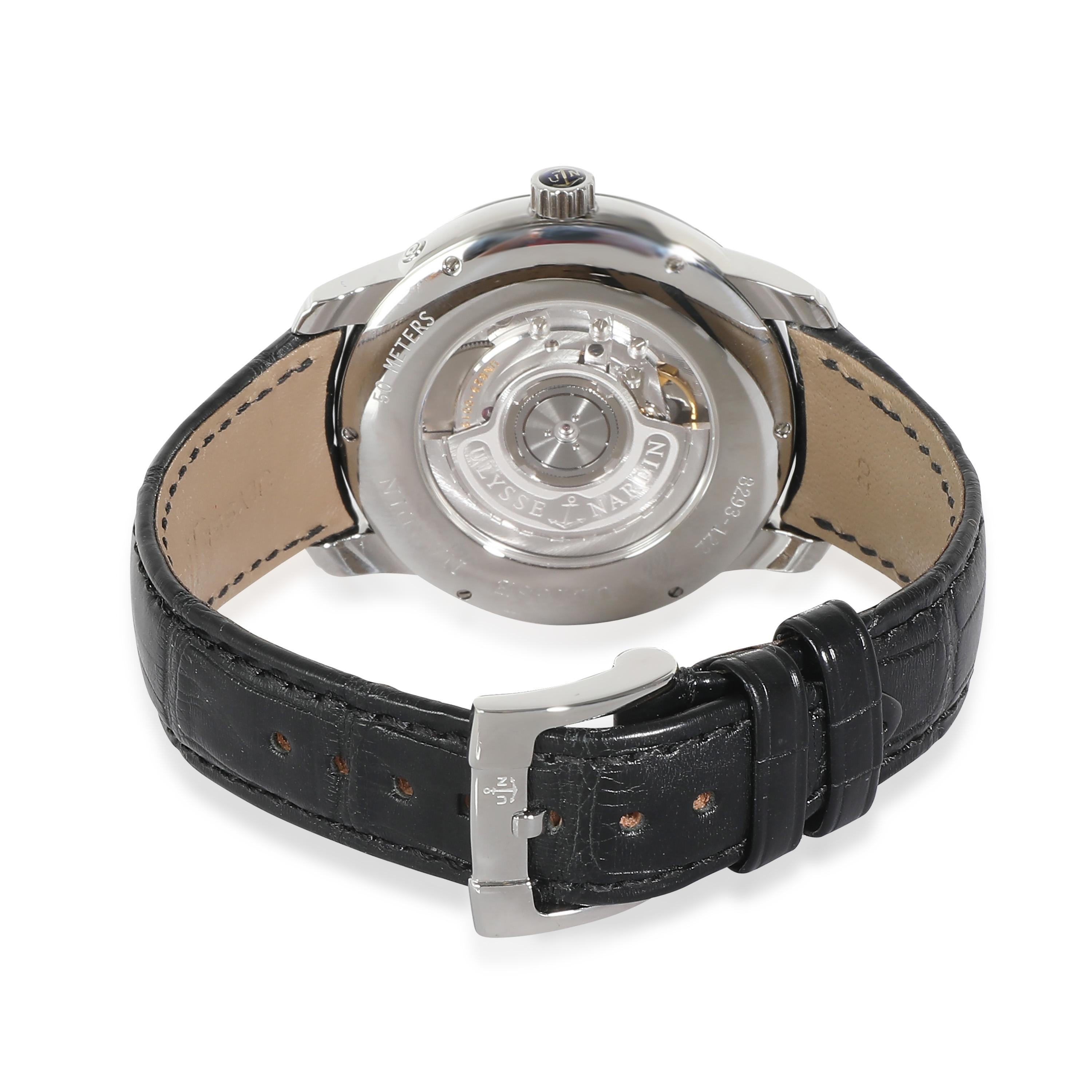 Ulysse Nardin Classico Luna 8293-122 Unisex-Uhr in  Rostfreier Stahl

SKU: 139879

PRIMÄRE DETAILS
Marke: Ulysses Nardin
Modell: Classico Luna
Herkunftsland: Schweiz
Uhrwerk Typ: Mechanisch: Automatik/Kinetik
Herstellungsjahr: 2010-2019
Zustand: