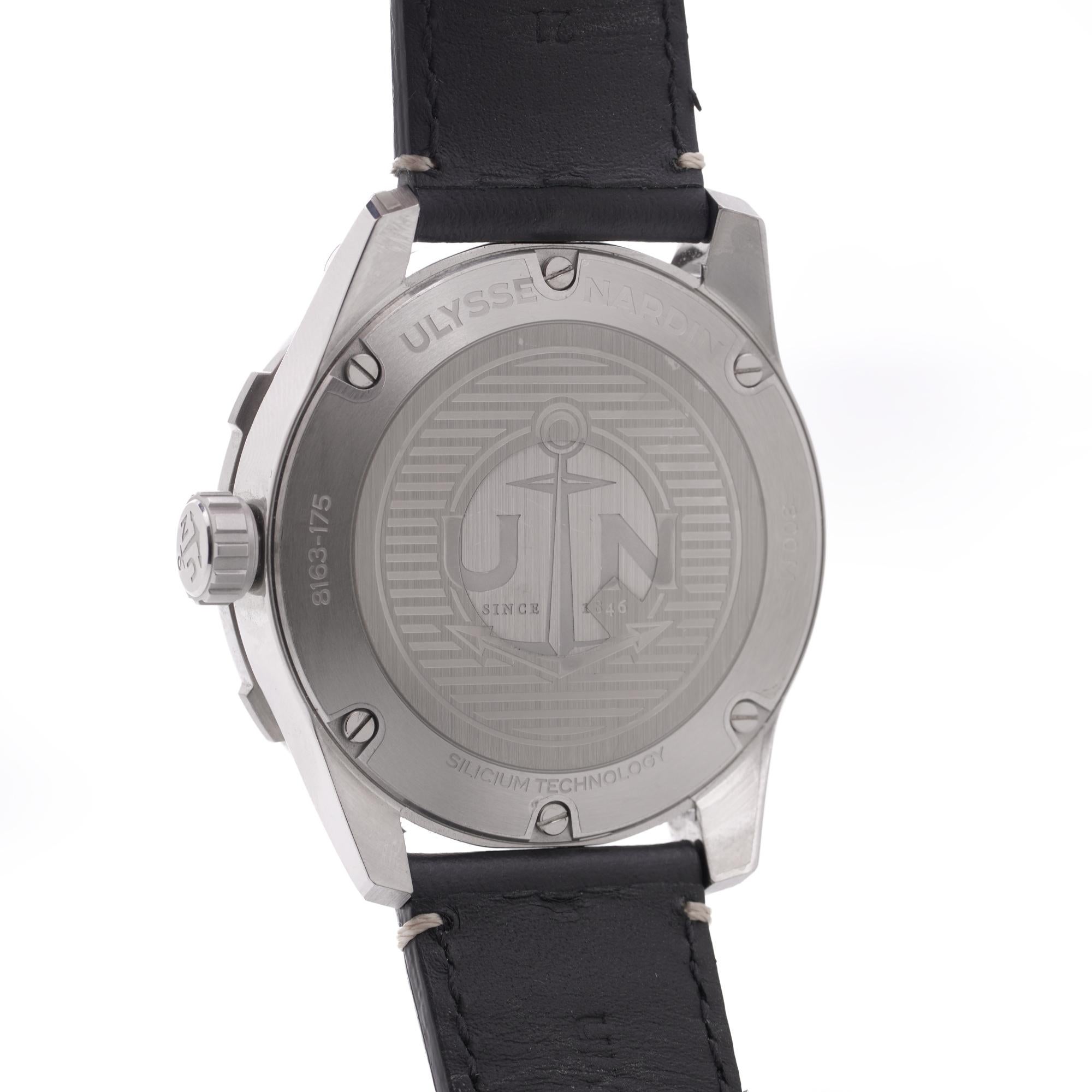 Montre automatique Ulysse Nardin Diver 42mm en acier inoxydable en vente 4