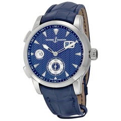 Ulysse Nardin Dual Time Manufacture Stainless Steel Leather Strap Men's Watch