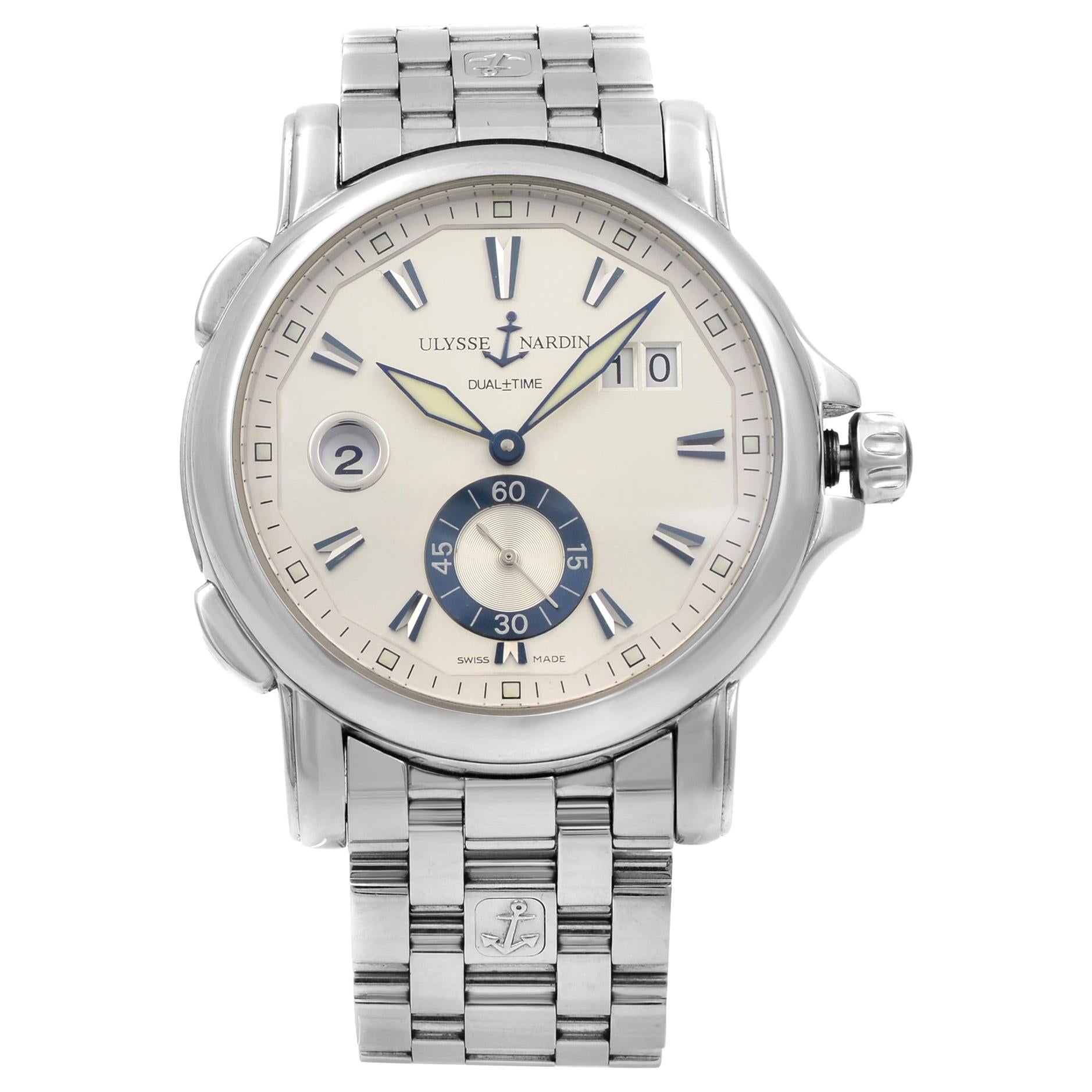 Ulysse Nardin Dual Time Steel Silver Dial Automatic Men's Watch 243-55-7/91