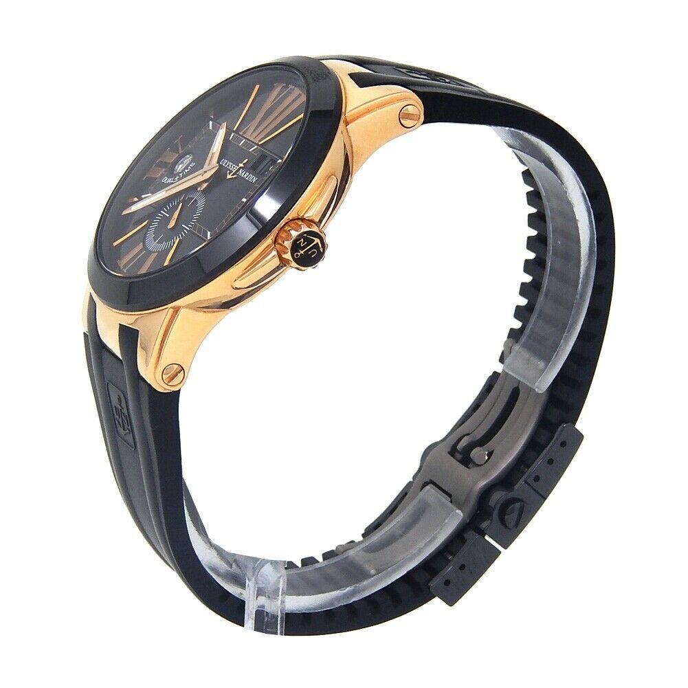 Brand: Ulysse Nardin
Band Color:	Black	
Gender:	Men's
Case Size: 40-43.5mm	
MPN: Does Not Apply
Lug Width: 25mm	
Features:	12-Hour Dial, Date Indicator, Dual Time, Roman Numerals, Sapphire Crystal, Swiss Made, Swiss Movement
Style: Casual	
Movement: