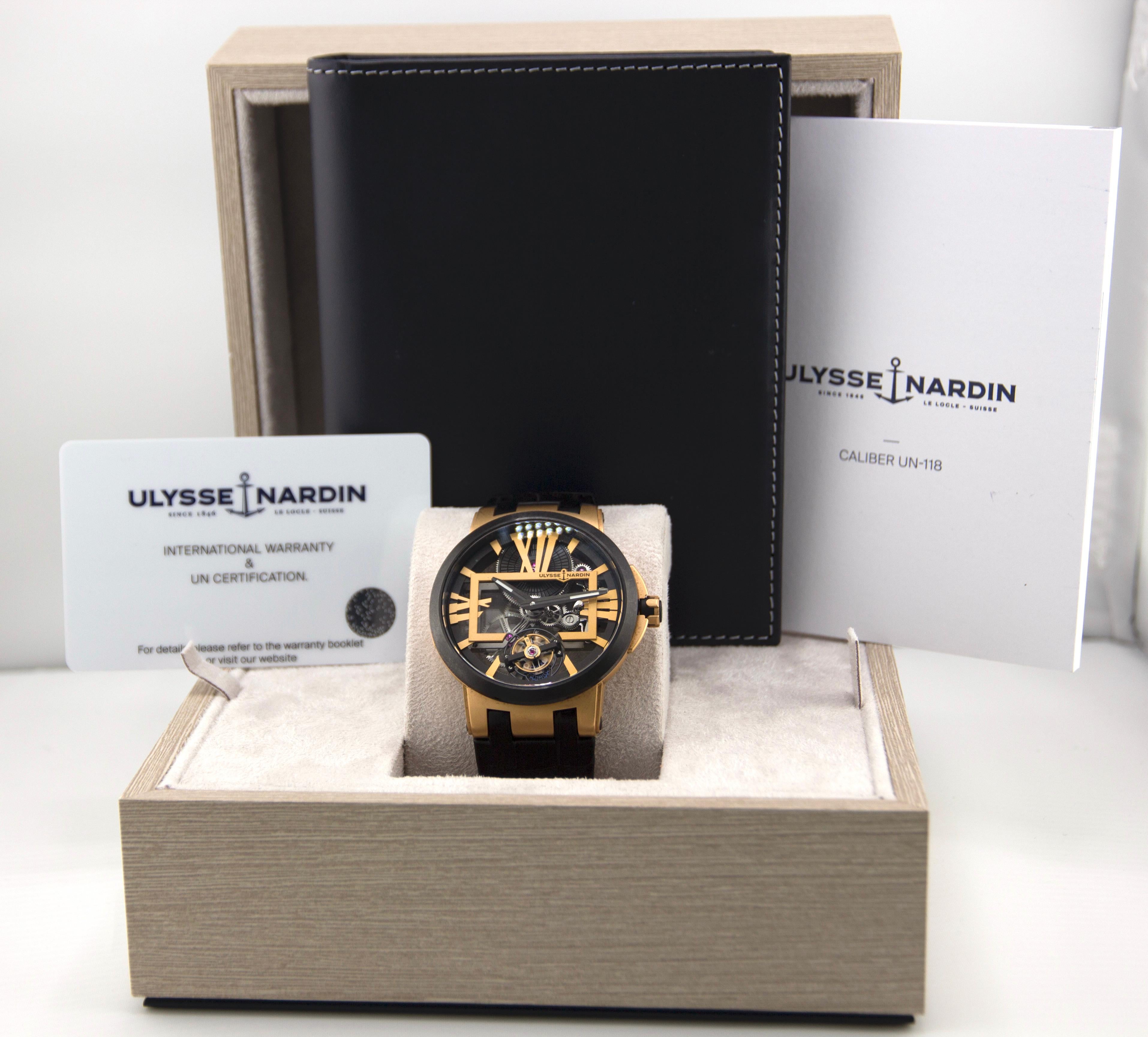 Men's Ulysse Nardin Executive Skeleton Tourbillon Rose Gold 1712-139