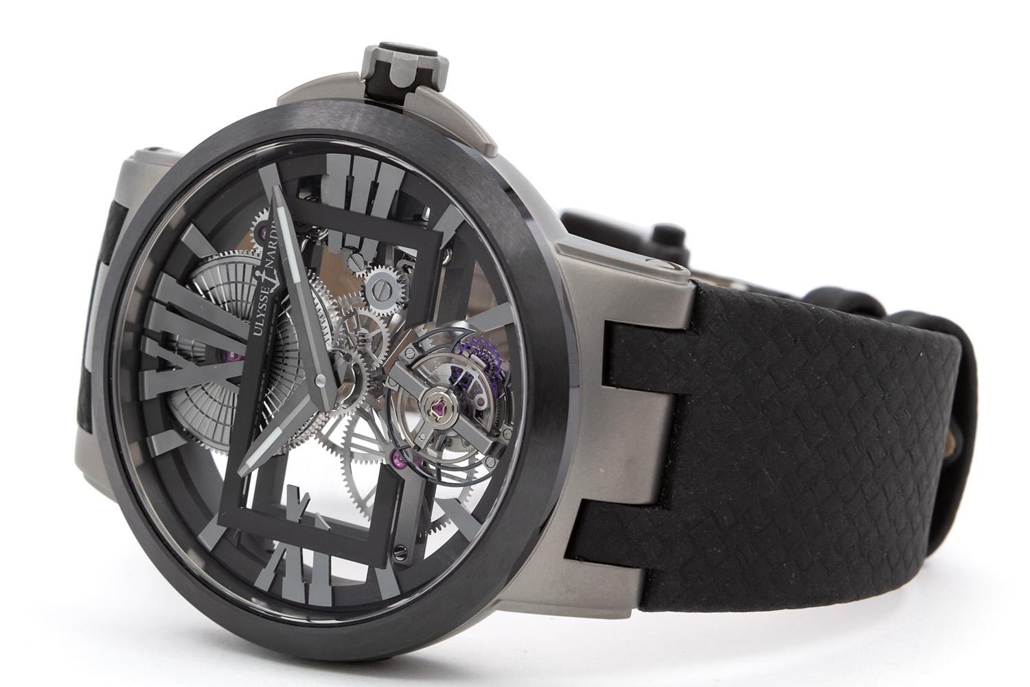 Contemporary Ulysse Nardin Executive Skeleton Tourbillon Titanium Watch 1713-139