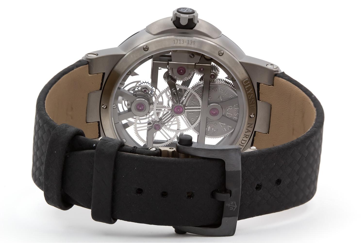 Ulysse Nardin Executive Skeleton Tourbillon Titanium Watch 1713-139 In Excellent Condition In Tustin, CA