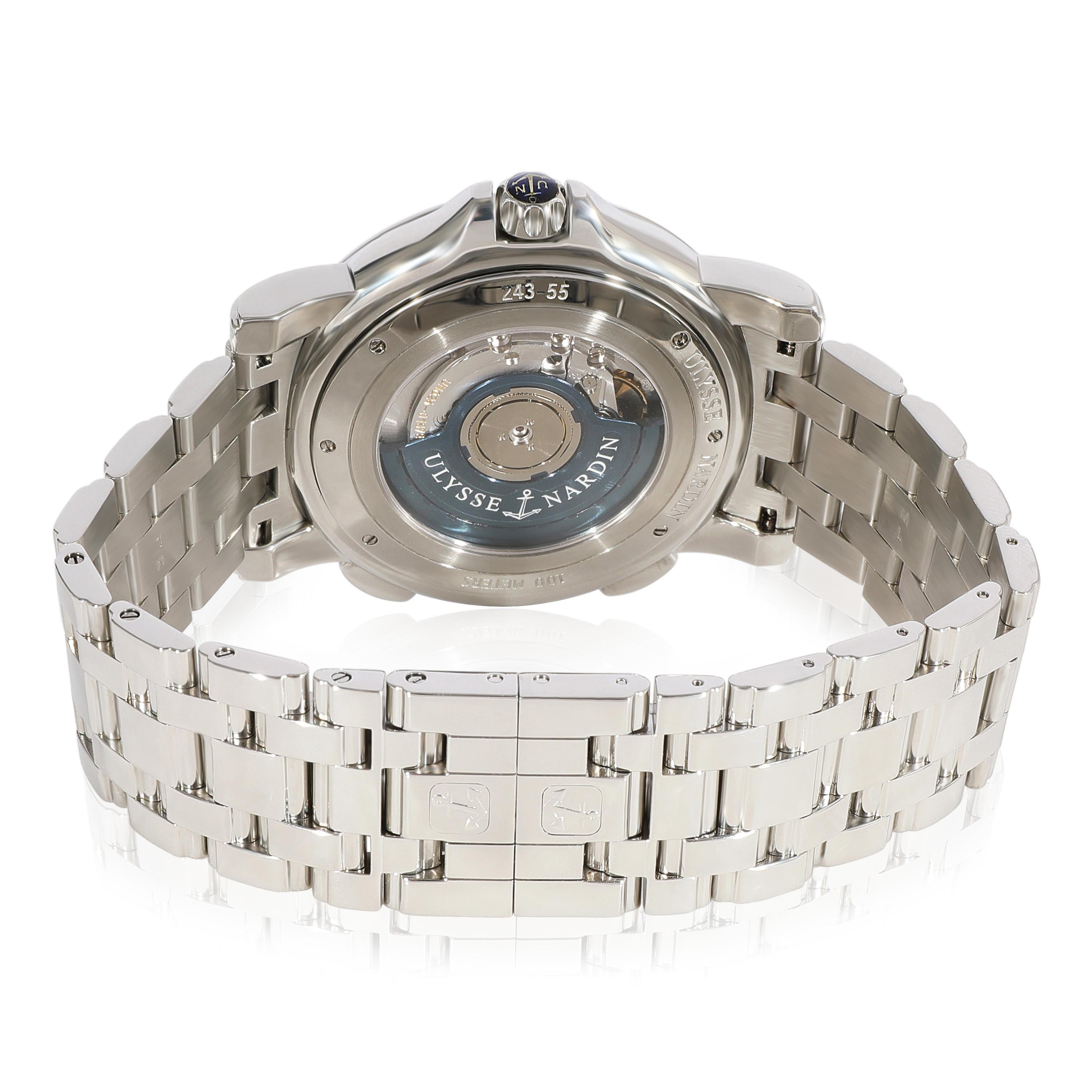 Ulysse Nardin GMT Big Date 243-55 Herrenuhr in  Rostfreier Stahl

SKU: 124178

PRIMÄRE DETAILS
Marke: Ulysses Nardin
Modell: GMT Big Date
Herkunftsland: Schweiz
Uhrwerk Typ: Mechanisch: Automatik/Kinetik
Herstellungsjahr: 2009
Jahr der Herstellung: