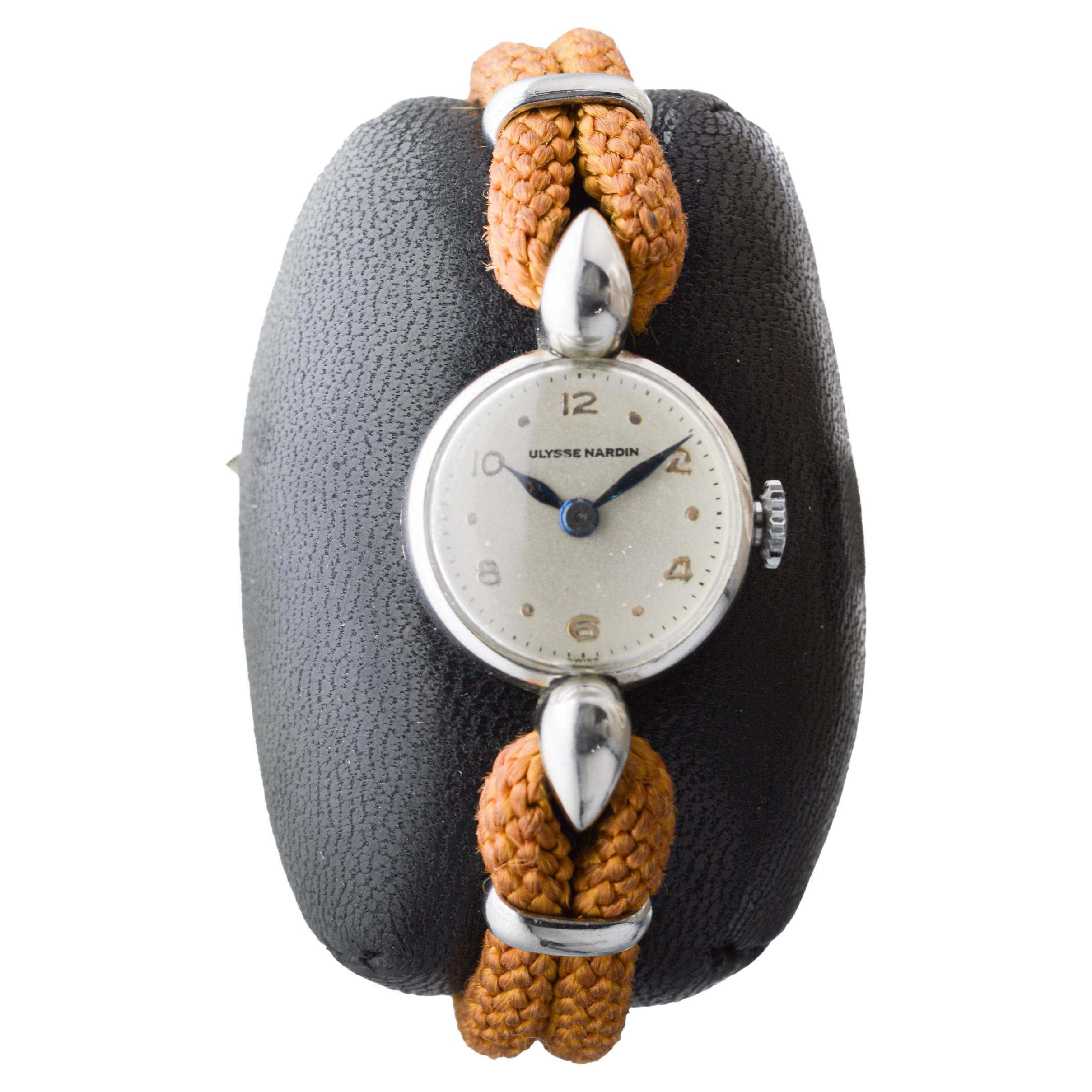 Orologio Ulysse Nardin da donna in stile Art Deco in condizioni di nuovo stock anni '40
