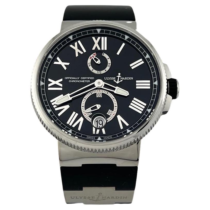 Ulysse Nardin Marine Chronometer 1183-122 45mm Schwarzes Zifferblatt Stahl Box Papiere