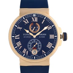 Ulysse Nardin Marine Chronometer 18k Rose Gold Blue Dial Mens Watch 1186-126/43