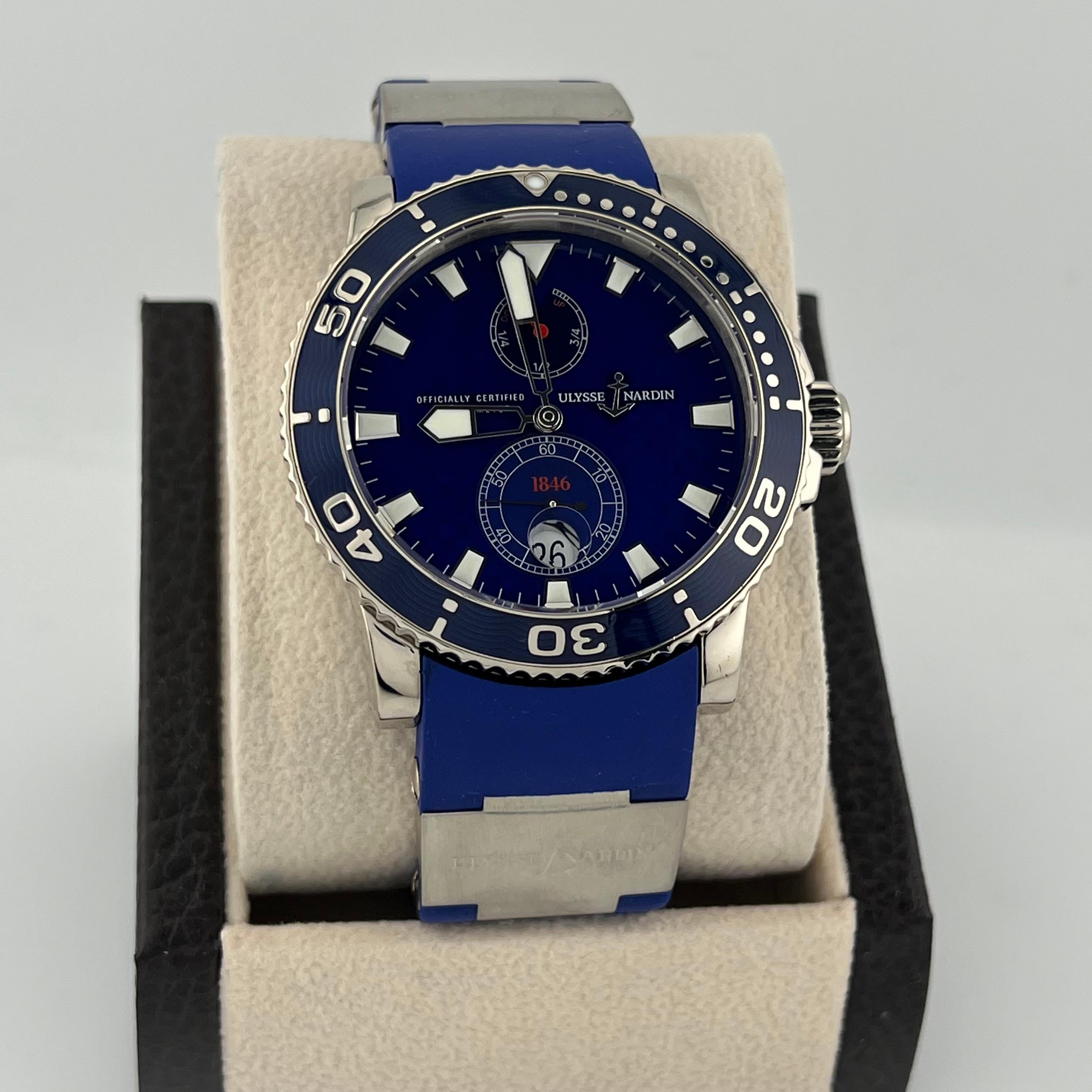 Ulysse Nardin Marine Diver 260-32-3A 18K White Gold Blue Rubber Strap For Sale 1