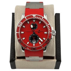 Ulysse Nardin Marine Diver 263-33-3/9 Rare Red Dial Stainless Steel Rubber Strap