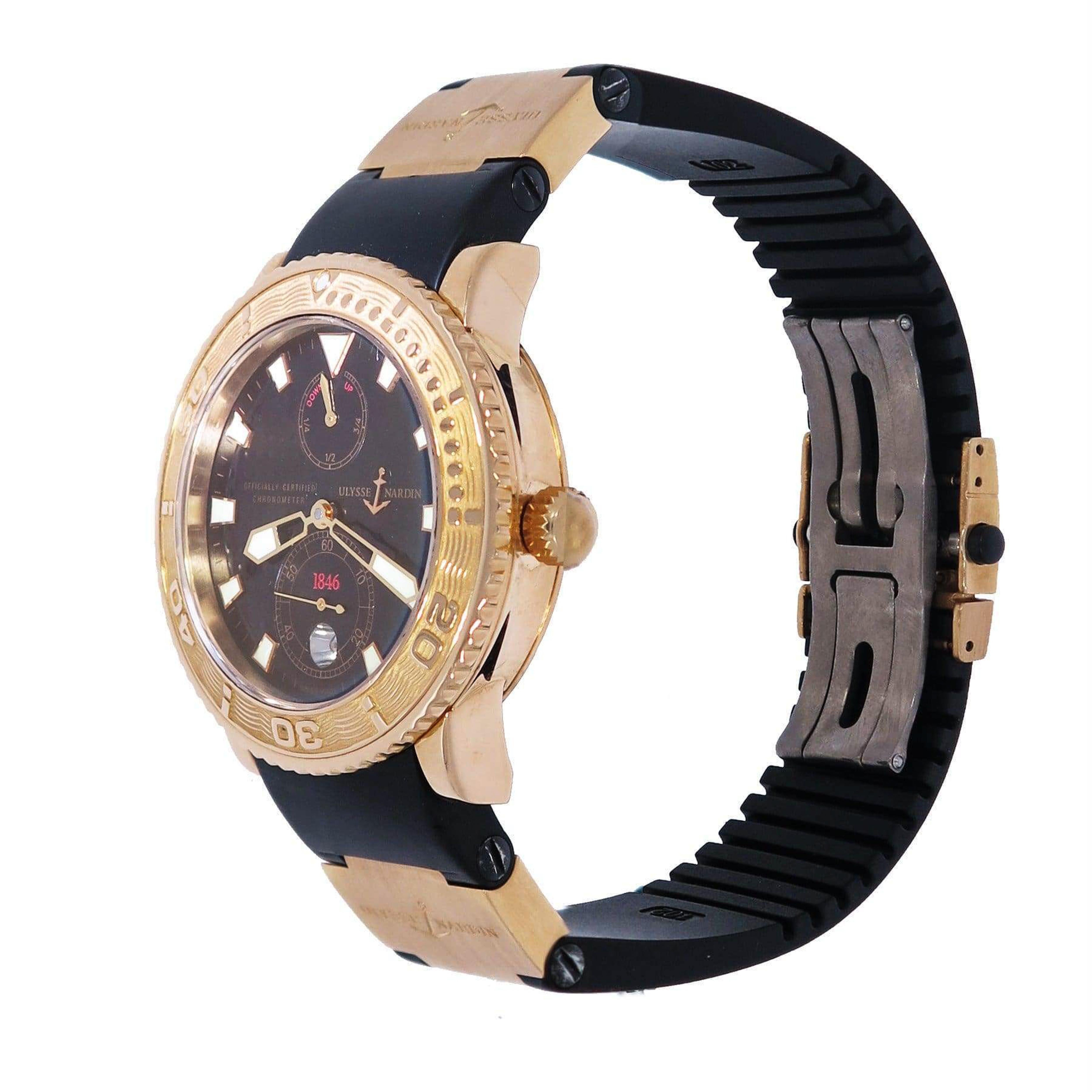 Ulysse Nardin Marine Diver Rose Gold Watch In Excellent Condition In Greenwich, CT