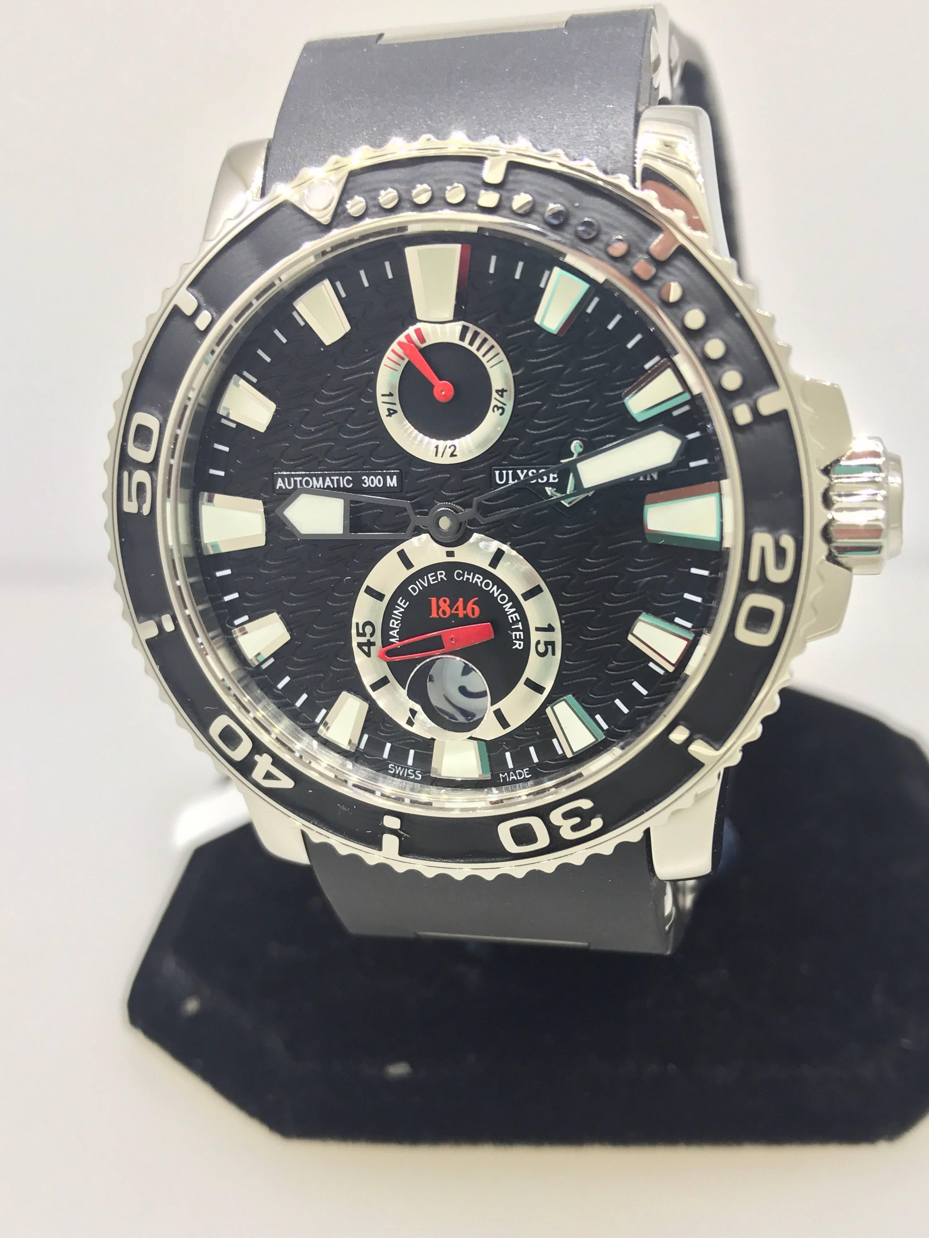 Ulysse Nardin Maxi Diver Black Dial Automatic Men's Watch 263-33-3/82 Brand New In New Condition For Sale In New York, NY