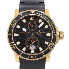 Ulysse Nardin Maxi Marine Black Surf 18K Gold Black Dial Mens Watch 266 37LE 3B