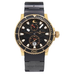 Ulysse Nardin Maxi Marine Black Surf 18K Gold Black Dial Mens Watch 266 37LE 3B