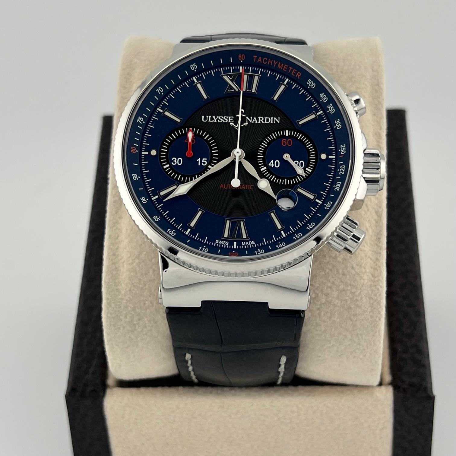Ulysse Nardin Maxi Marine Chronograph 353-66-3/323 41mm Quadrante Blu Steele In condizioni ottime in vendita a San Diego, CA