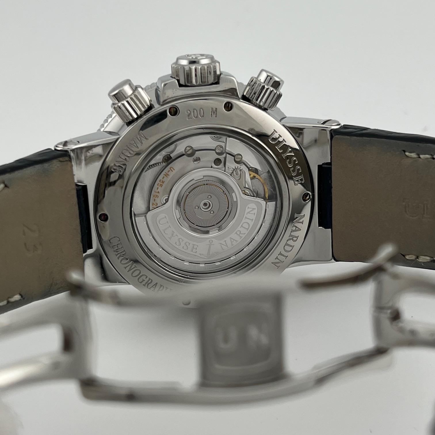 Ulysse Nardin Maxi Marine Chronograph 353-66-3/323 41mm Quadrante Blu Steele in vendita 2