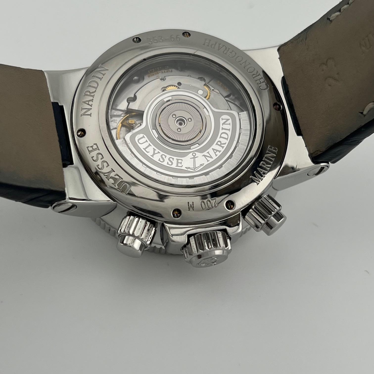 Ulysse Nardin Maxi Marine Chronograph 353-66-3/323 41mm Quadrante Blu Steele in vendita 3